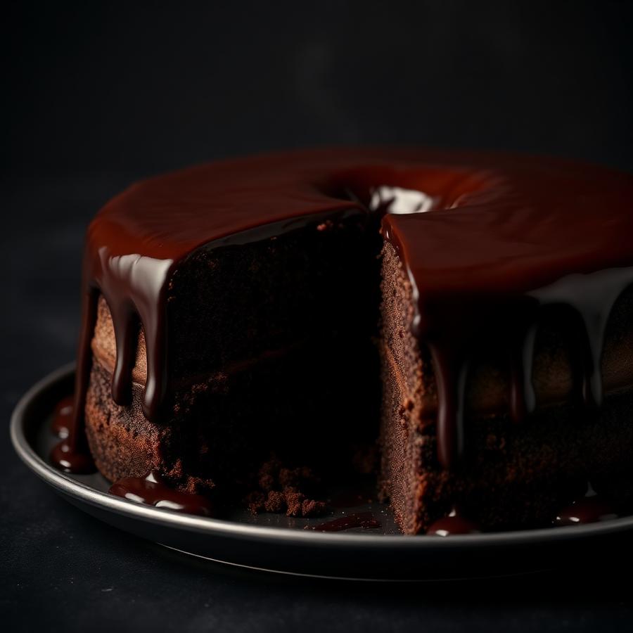 Bolo de chocolate com cobertura brilhante